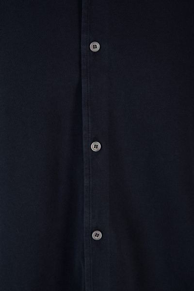 Shop Fedeli Navy Blue Piquet Polo Shirt In Blu Navy