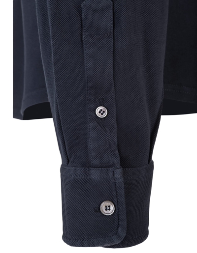 Shop Fedeli Navy Blue Piquet Polo Shirt In Blu Navy