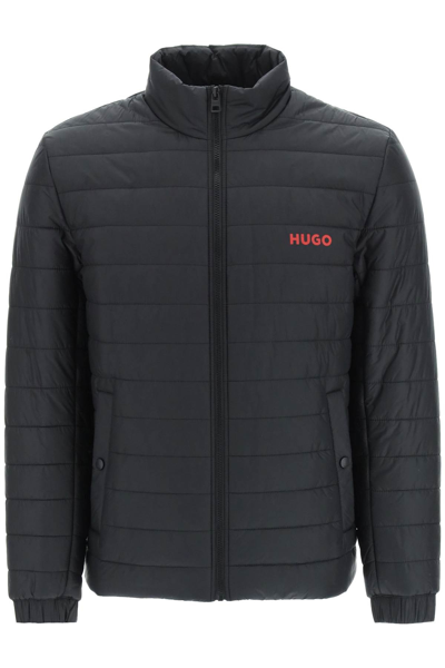 Shop Hugo Logo Padded Jacket In Black