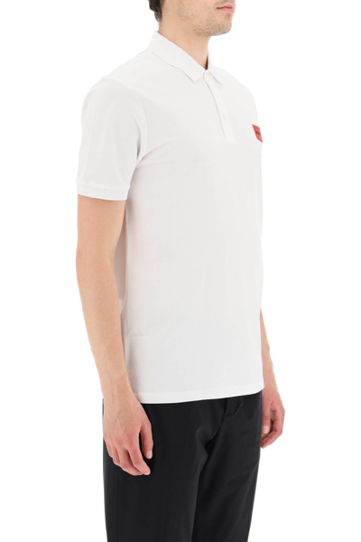 Shop Hugo Polo Shirt With Logo Patch In White