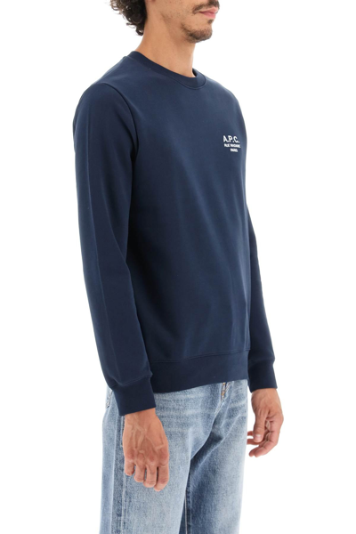 Shop Apc 'rider' Sweatshirt With Logo Embroidery In Blue