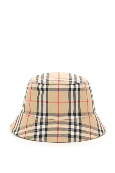 Shop Burberry Tartan Bucket Hat In Beige,black,red