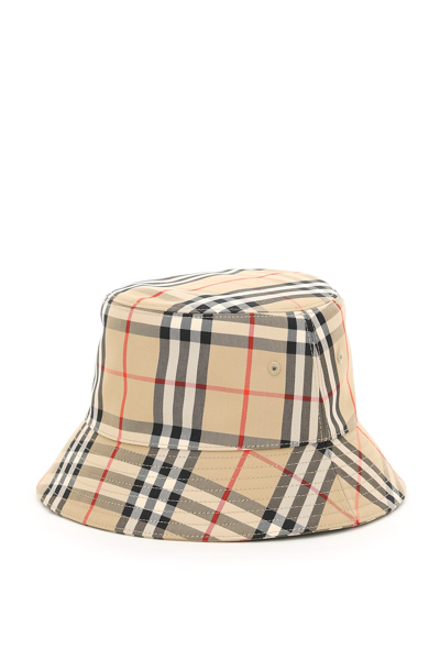 Shop Burberry Tartan Bucket Hat In Beige,black,red