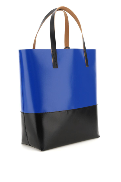 Shop Marni Pvc Tribeca Shopping Bag In Blue,black