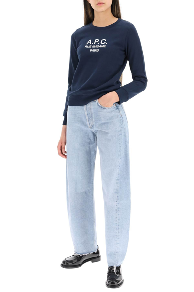 Shop Apc Tina Sweatshirt With Embroidered Logo In Blue,white