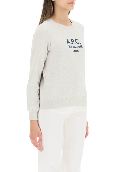 Shop Apc Tina Sweatshirt With Embroidered Logo In Grey,blue
