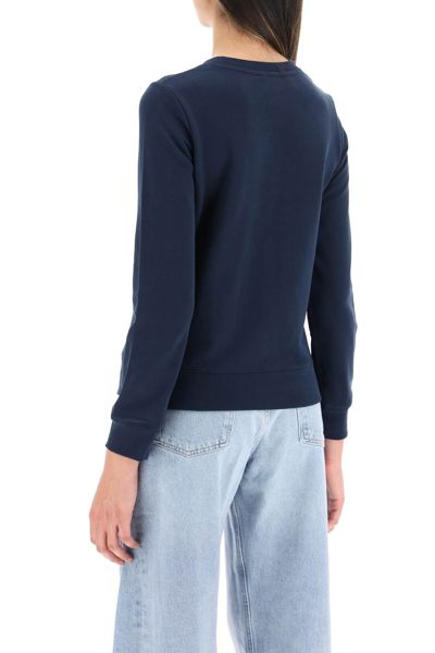 Shop A.p.c. Tina Sweatshirt With Embroidered Logo In Blue,white