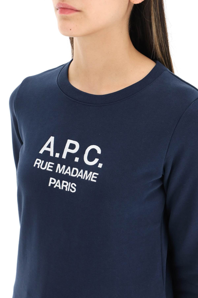 Shop A.p.c. Tina Sweatshirt With Embroidered Logo In Blue,white