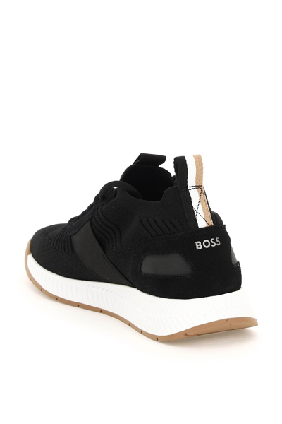 Shop Hugo Boss Repreve Knit Sock Sneakers In Black