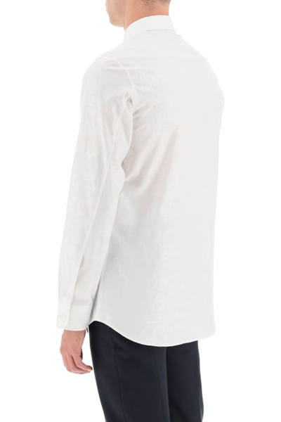 Shop Alexander Mcqueen Graffiti Logo Jacquard Cotton Shirt In White