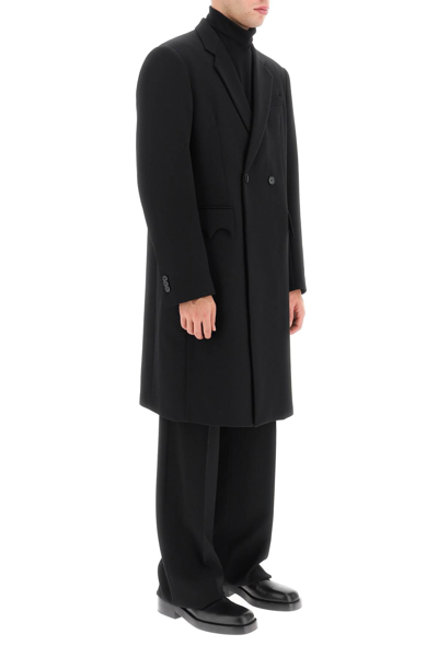 Raf Simons Double-breasted Cotton Coat In Black