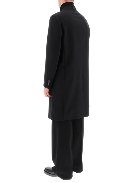 Raf Simons Double-breasted Cotton Coat In Black