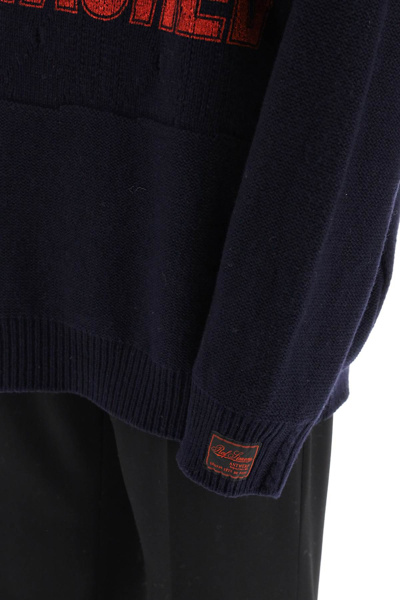 Shop Raf Simons Detached Oversized Merino Wool Sweater In Blue