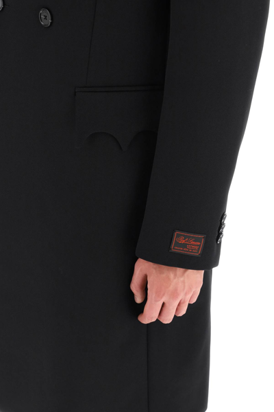 Raf Simons Double-breasted Cotton Coat In Black