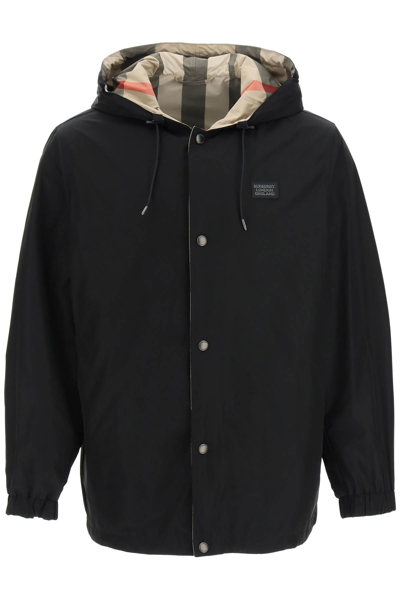 Shop Burberry Reversible Lightweight Jacket With Tartan Lining In Black,beige