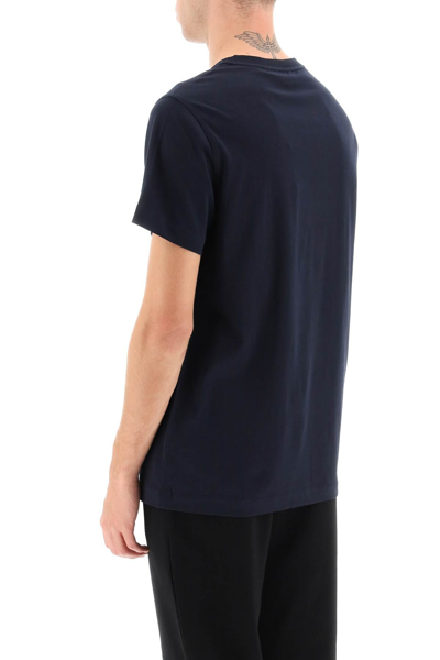 Shop Burberry T-shirt With Monogram Embroidery In Blue