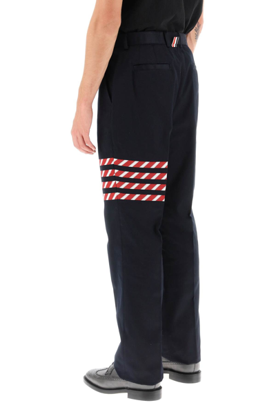 Shop Thom Browne 4-bar Cotton Suit Trousers In Blue