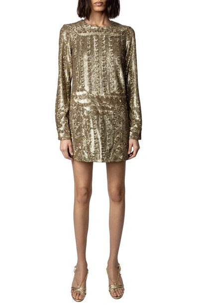 Zadig & Voltaire Roysse Sequin Minidress In Bronze