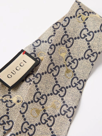 Gucci Horsebit-print Silk-twill Bow Tie In Navy