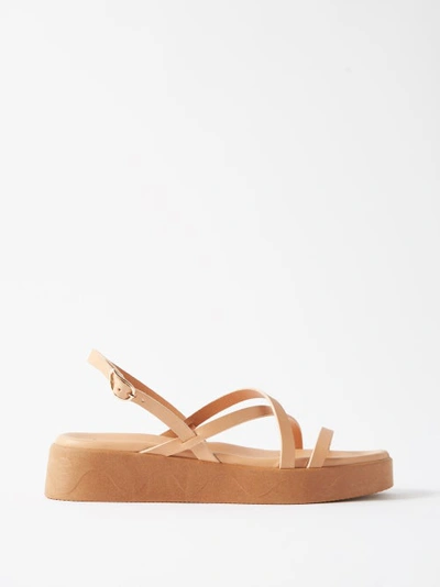 Ancient Greek Sandals Silia Leather Slingback Platform Sandals In Natural |  ModeSens