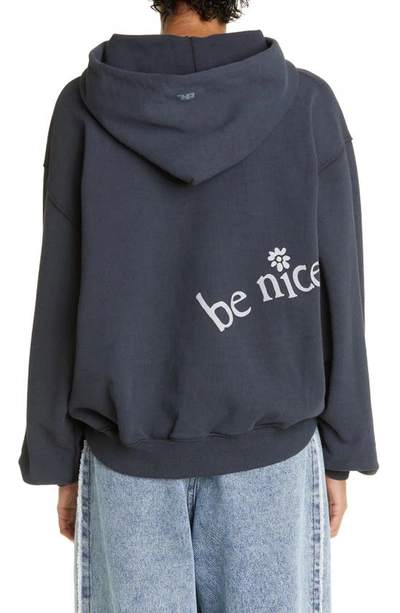 Shop Erl Venice Be Nice Oversize Cotton Blend Hoodie In Black