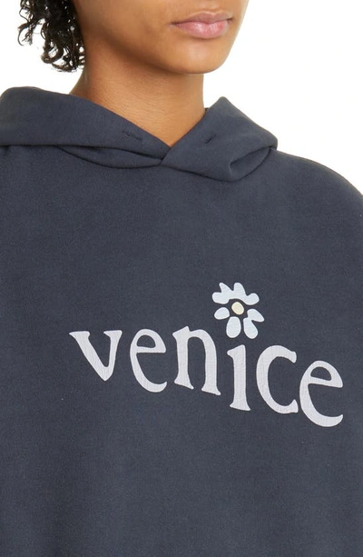 Shop Erl Venice Be Nice Oversize Cotton Blend Hoodie In Black