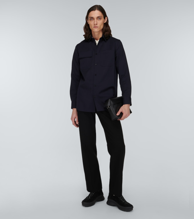 Shop Jil Sander Wool Gabardine Shirt In Midnight