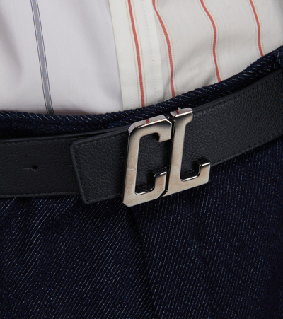 Christian Louboutin Mens Black/gun Metal Happy Rui Cl Logo 40 Leather Belt In Black/loubi/gun Metal