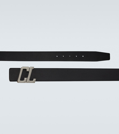 Christian Louboutin Mens Black/gun Metal Happy Rui Cl Logo 40 Leather Belt In Black/loubi/gun Metal