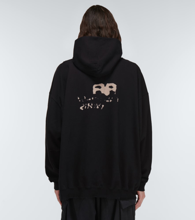 Shop Balenciaga Logo Cotton Hoodie In Black/ecru