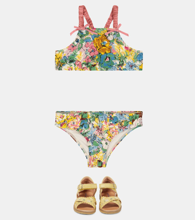 Shop Zimmermann Clover Floral Bikini In Honey Peony Floral