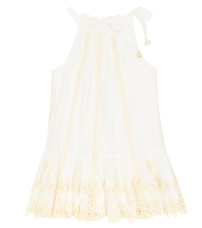 Shop Zimmermann Clover Lace-trimmed Cotton Dress In Ivory