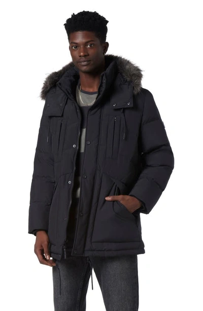 Shop Andrew Marc Tremont Water Resistant Down Quilted Parka With Faux Fur Trim In Black
