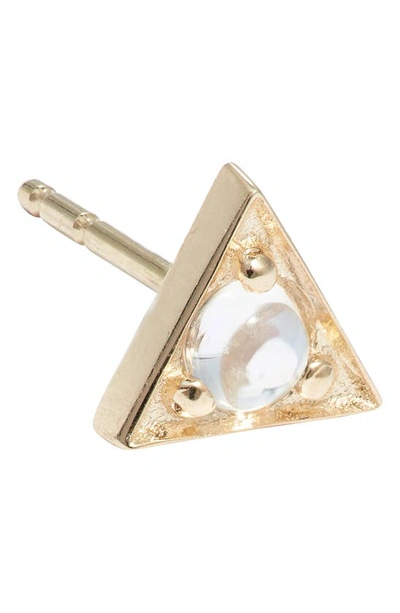 Shop Anzie Cleo Moonstone Triangle Stud Earrings In Gold/ Blue Moonstone