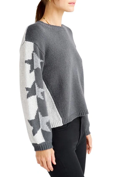 Shop Splendid Coming & Going Intarsia Star Colorblock Crewneck Sweater In Slate