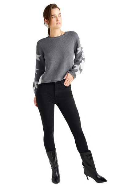 Shop Splendid Coming & Going Intarsia Star Colorblock Crewneck Sweater In Slate