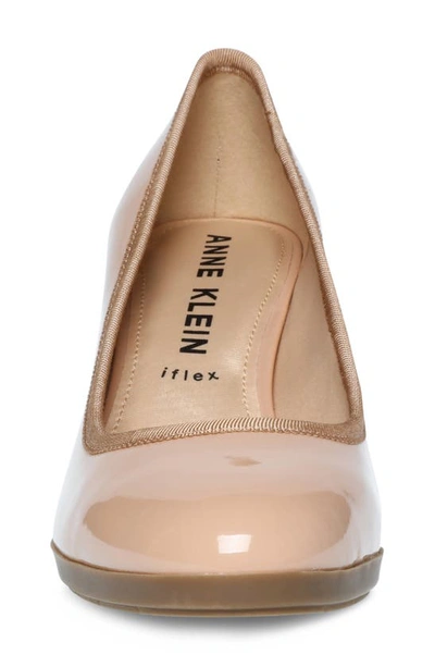 Anne Klein Castana Round Toe Block Heel Pump In Nude