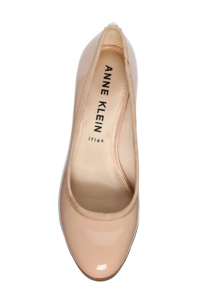Anne Klein Castana Round Toe Block Heel Pump In Nude