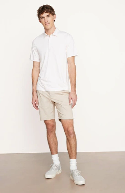 Shop Vince Double Layer Polo In Pink Sand/ Optic Whit