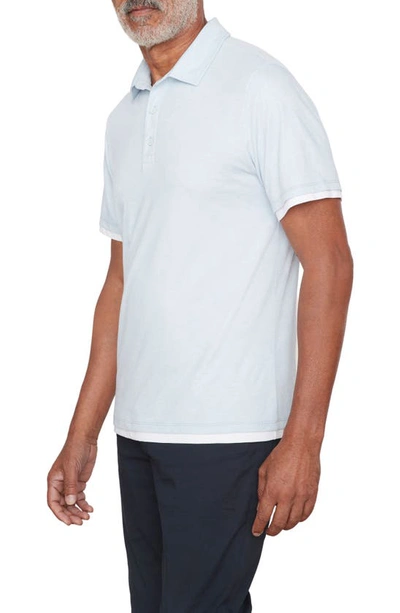 Shop Vince Double Layer Polo In H Oxford Blue/ Optic