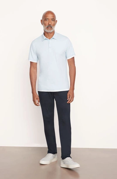 Shop Vince Double Layer Polo In H Oxford Blue/ Optic