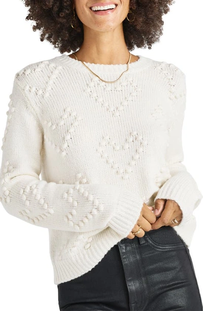 Shop Splendid Daphne Pom Heart Crewneck Sweater In Marshmallow