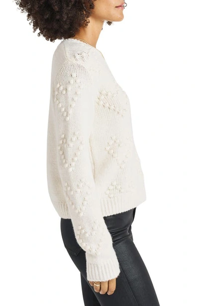 Shop Splendid Daphne Pom Heart Crewneck Sweater In Marshmallow