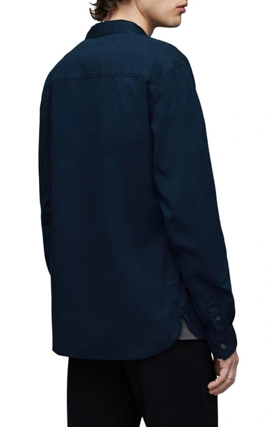 Shop Allsaints Hawthorne Slim Fit Button-up Shirt In Dark Navy Blue