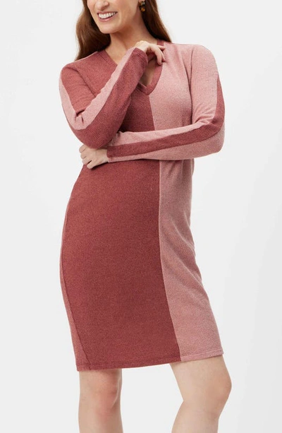 Shop Stowaway Collection Colorblocked Long Sleeve Maternity Dress In Pink