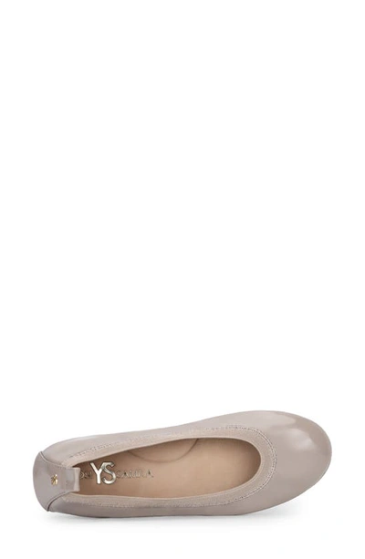 Shop Yosi Samra Samara Foldable Ballet Flat In Taupe Patent