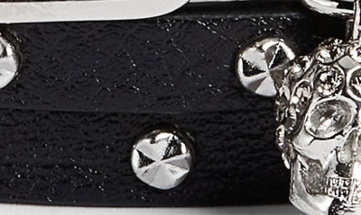 Shop Alexander Mcqueen Studded Leather Wrap Bracelet In 1001 Black