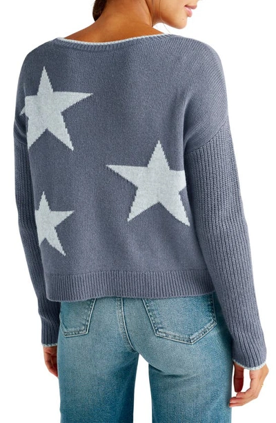 Splendid Frances Intarsia Crewneck Sweater In Ash Navy