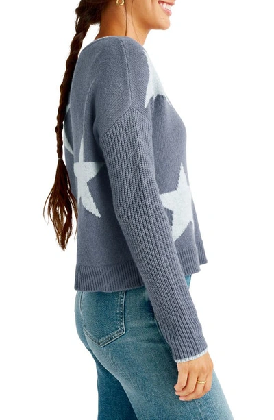 Splendid Frances Intarsia Crewneck Sweater In Ash Navy