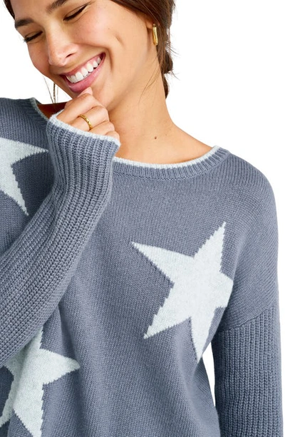 Splendid Frances Intarsia Crewneck Sweater In Ash Navy